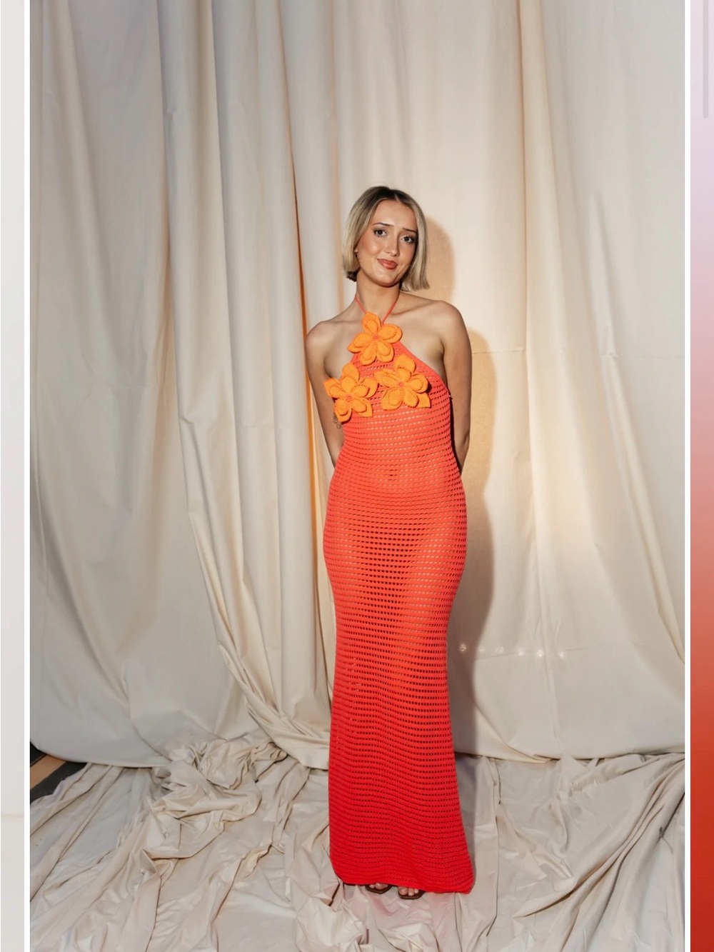 Wolf Gang Monada Knit Maxi Dress NWT Size Small Coral Floral Halter Sold Out